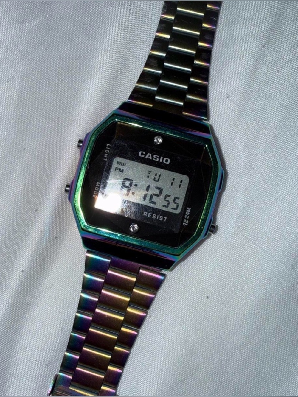 Casio Iridescent Rainbow Digital Stainless Steel Watch